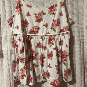 Torrid white & pink floral print tank